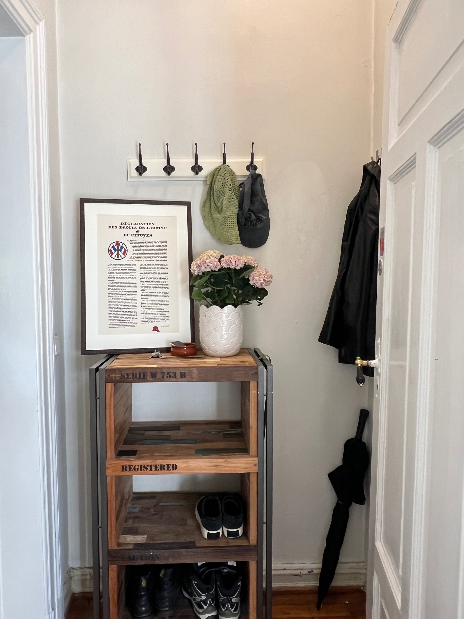 Velkommen inn til liten gang med plass til sko og jakker. (skoskap og hengekroker følger med) Galleribilde