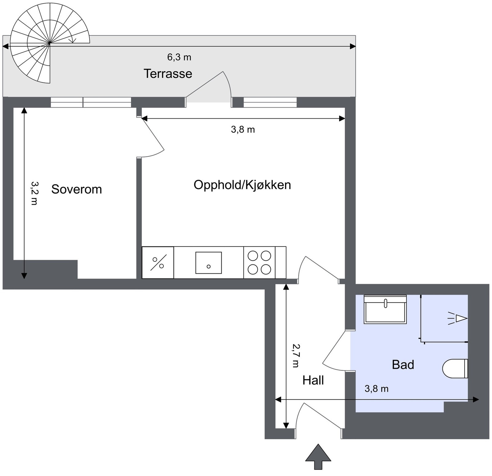 Vi begynner med plantegningen for å orientere oss litt. Galleribilde