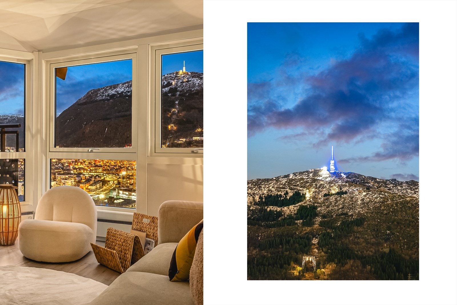 Kveldsstemning på sitt aller beste - levende bylys, majestetiske fjell og roen som bare finnes hjemme! Galleribilde