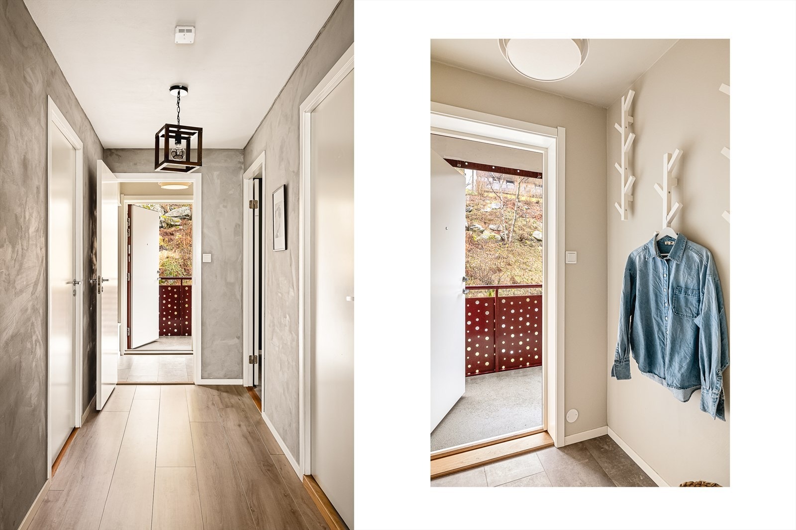 Entréen ønsker deg velkommen med en lys og romslig atmosfære som setter tonen for resten av boligen. Galleribilde