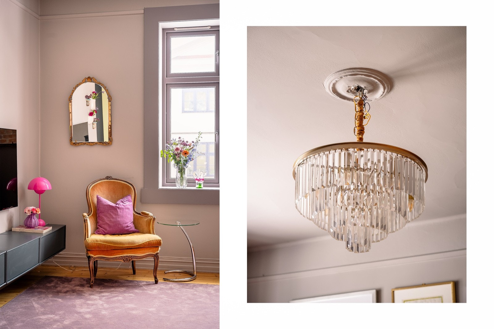 Leiligheten har en fantastisk fargepalett. Galleribilde