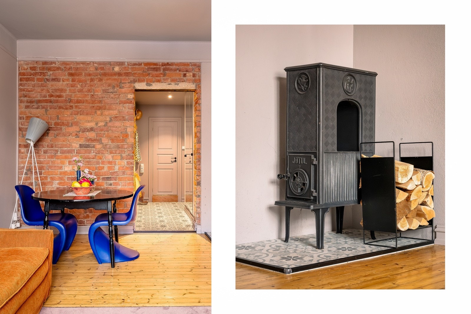 Peisen varmer godt på kalde dager. Pipeløpene i gården ble rehabilitert i 2012. Galleribilde