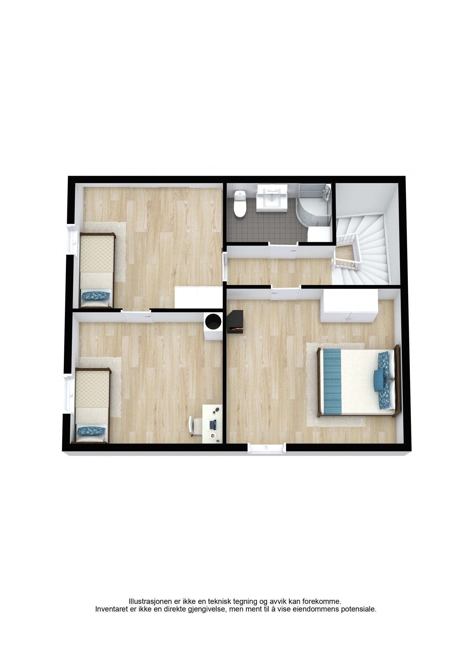 Plantegning 2. etg 3D Galleribilde