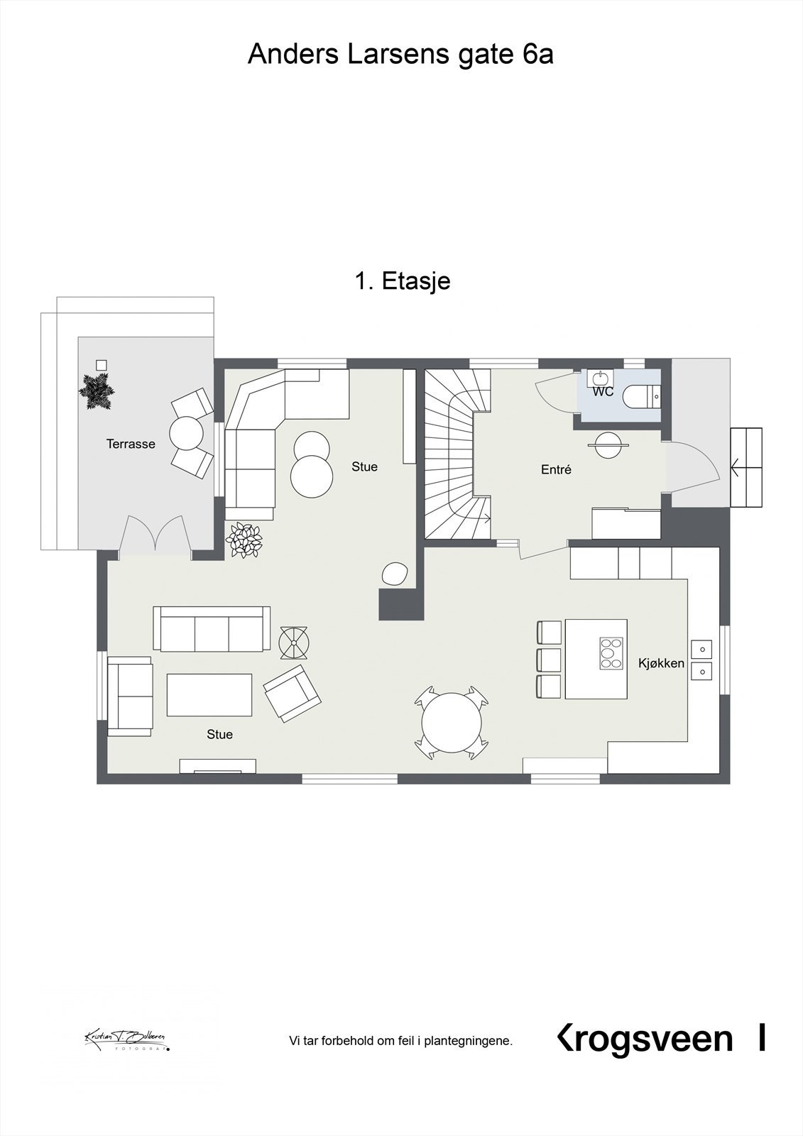 Anders Larsens gate 6A - Plantegning 1. etasje Galleribilde