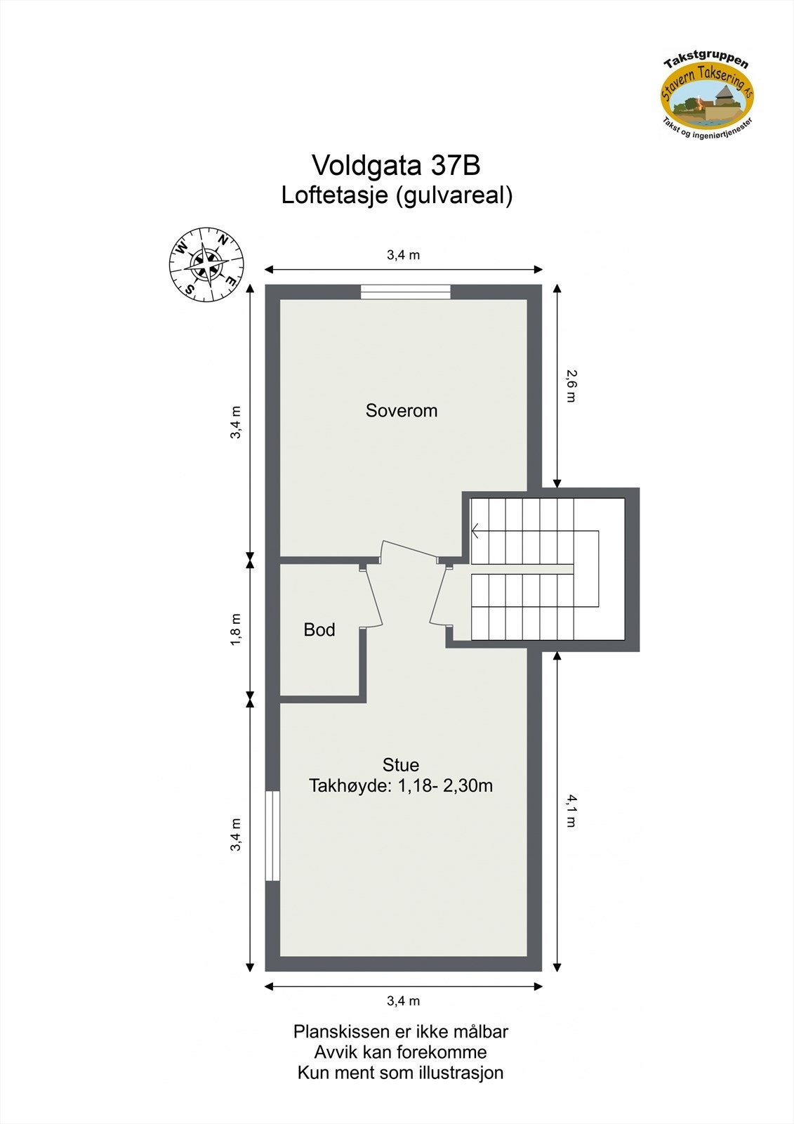 Loftsetasjen er innredet med en romslig loftstue, et soverom og praktisk bodplass. Galleribilde
