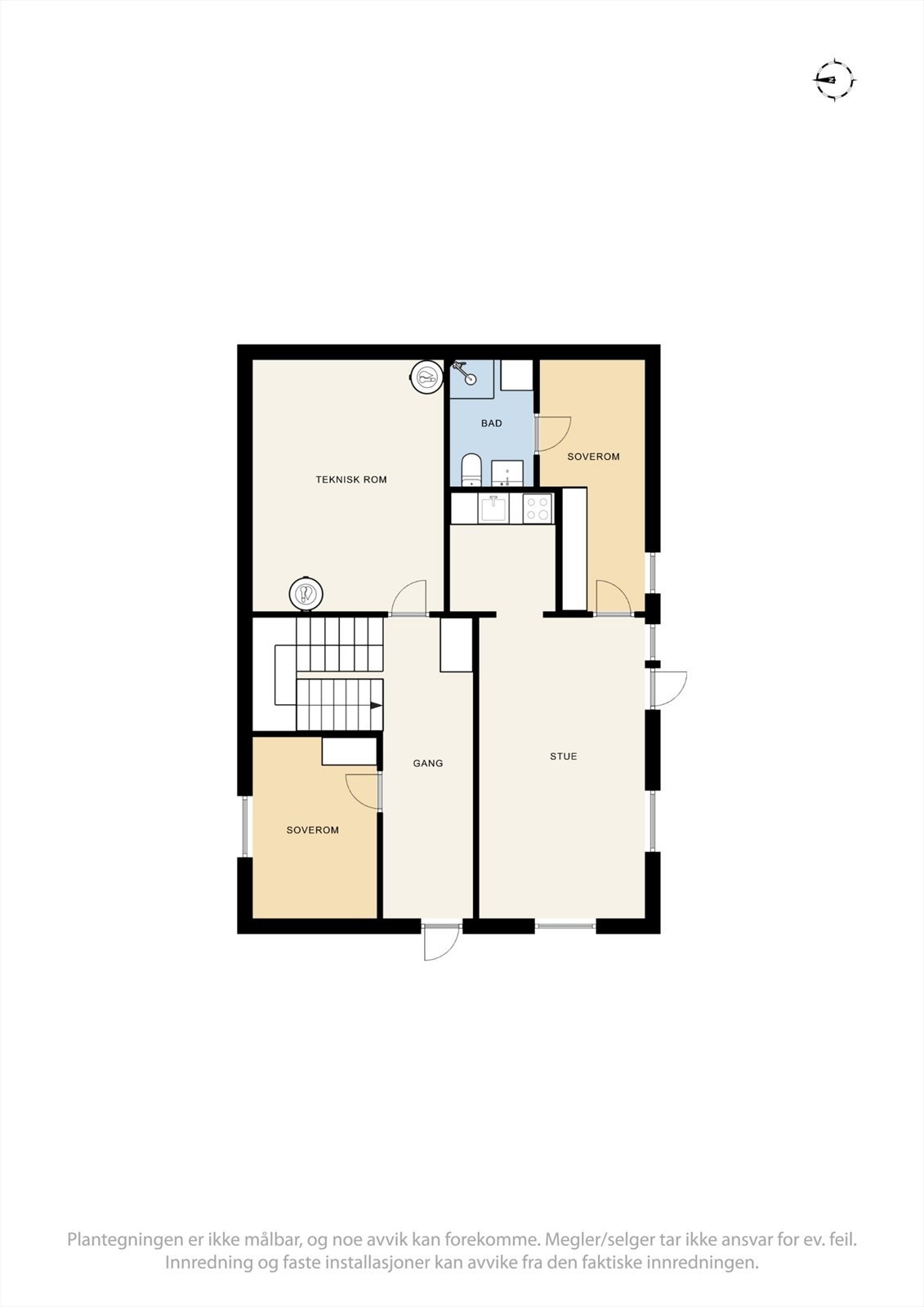 Underetasje. Vedlagte plantegning gjenspeiler dagens planløsning slik den fremtår i dag og er i strid med godkjente byggetegninger/godkjent bruk. Se punkt "Ferdigattest/Brukstillatelse" i salgsoppgaven. Galleribilde