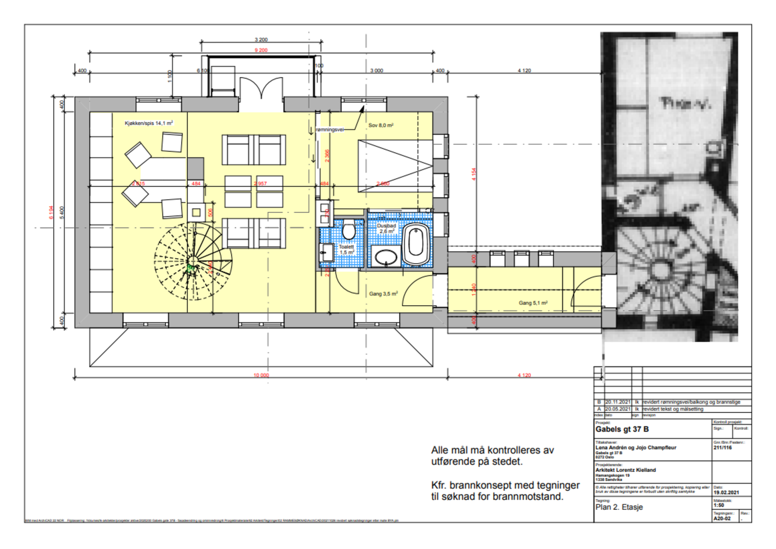 Tegning: Plan 2. Etasje Galleribilde