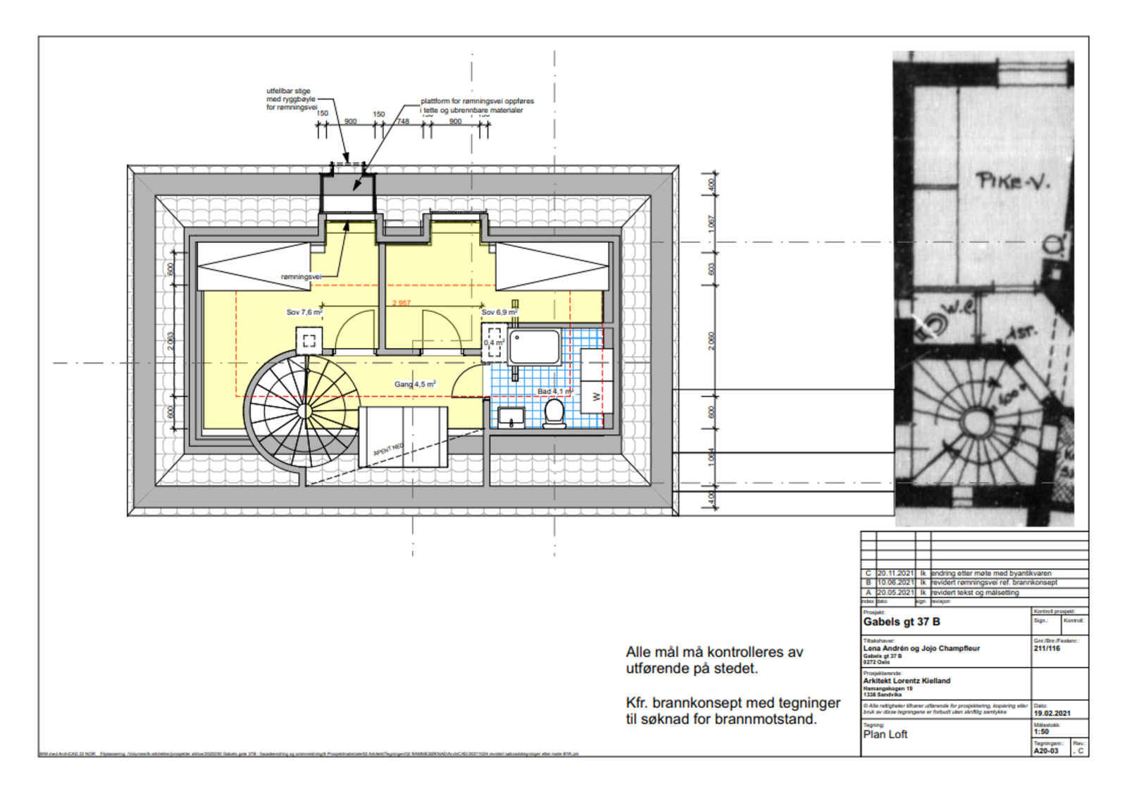 Tegning: Plan Loft
Loftet egner seg også godt til å utformes som en suite med tilknyttet bad og garderobe. Galleribilde