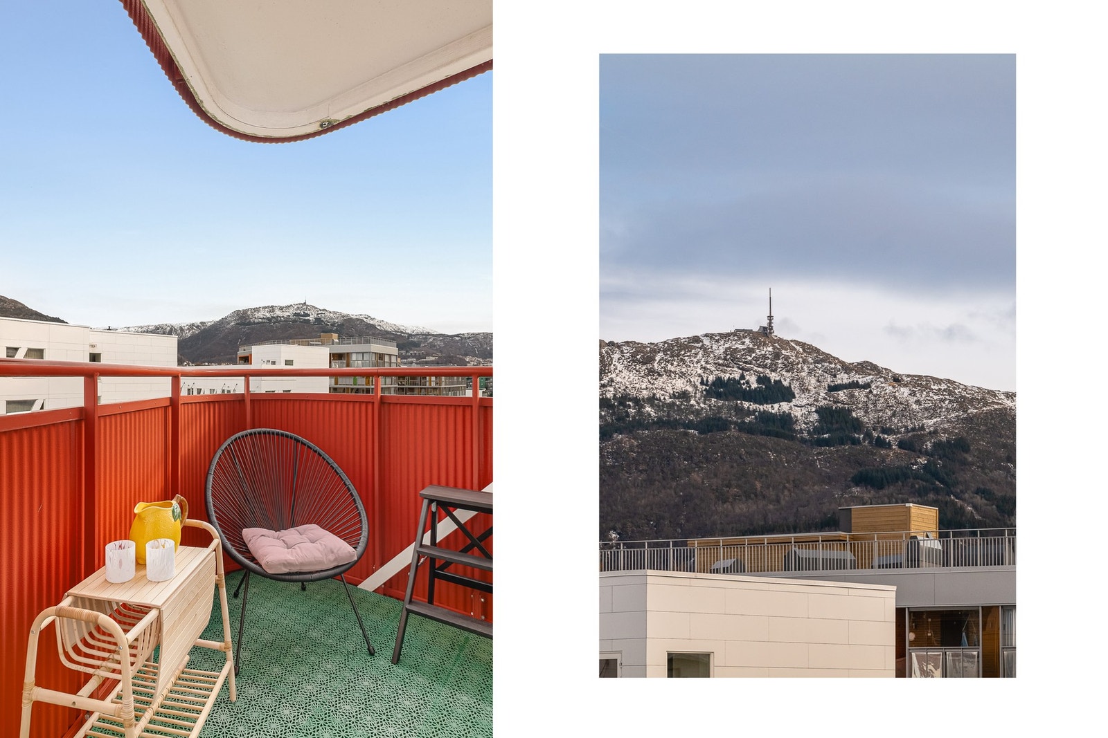 Balkongen er overbygget og måler tre kvadratmeter Galleribilde