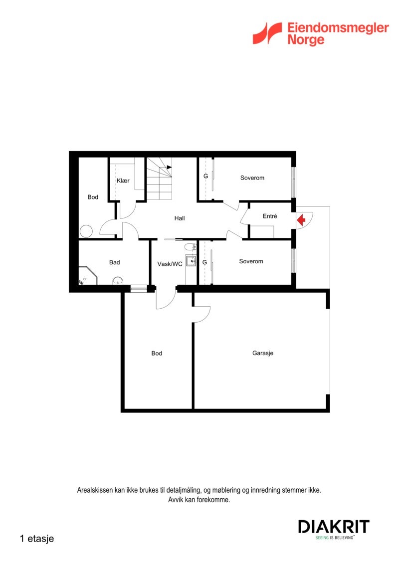 Plantegning 1. etasje 2D Galleribilde