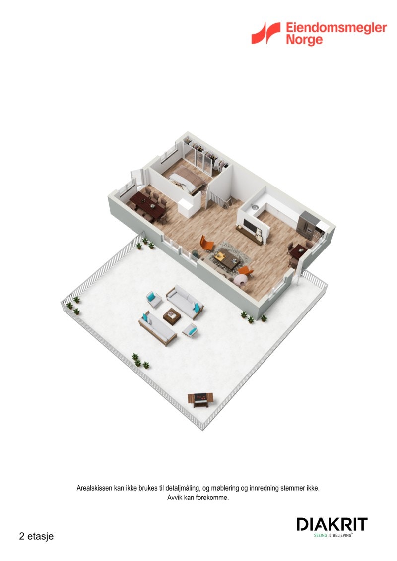 Plantegning 2. etasje 3D Galleribilde