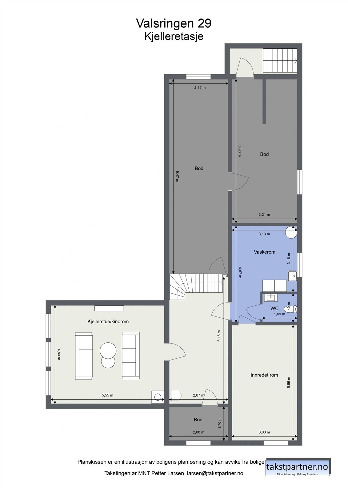 Planskisse kjelleretasje. Galleribilde