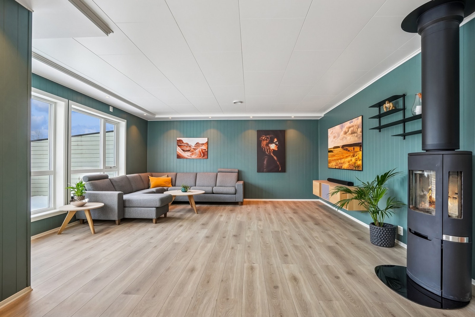 Det er montert peisovn for hygge og god oppvarming. Det er også balansert ventilasjonsanlegg som sørger for godt inneklima og grunnvarme i boligen. Galleribilde