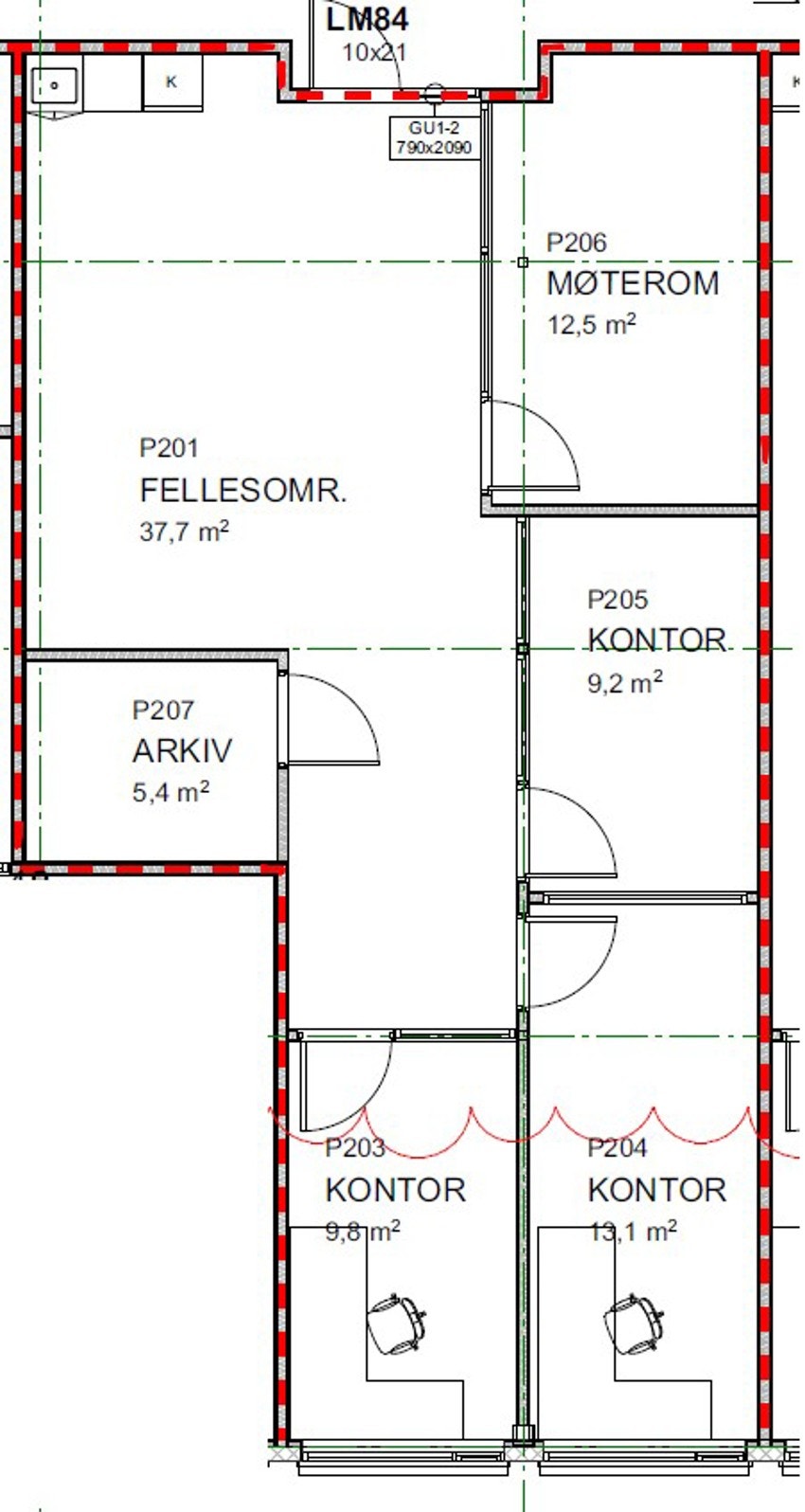 Planløsning på kontor 1 Galleribilde