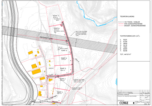 Situasjonskart. Tomt 150/1091 er markert som tomt nr. 6 Galleribilde