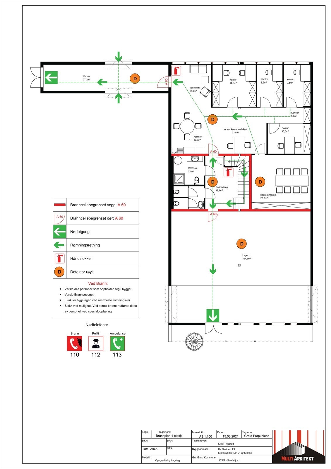 Tegning kontorer Galleribilde
