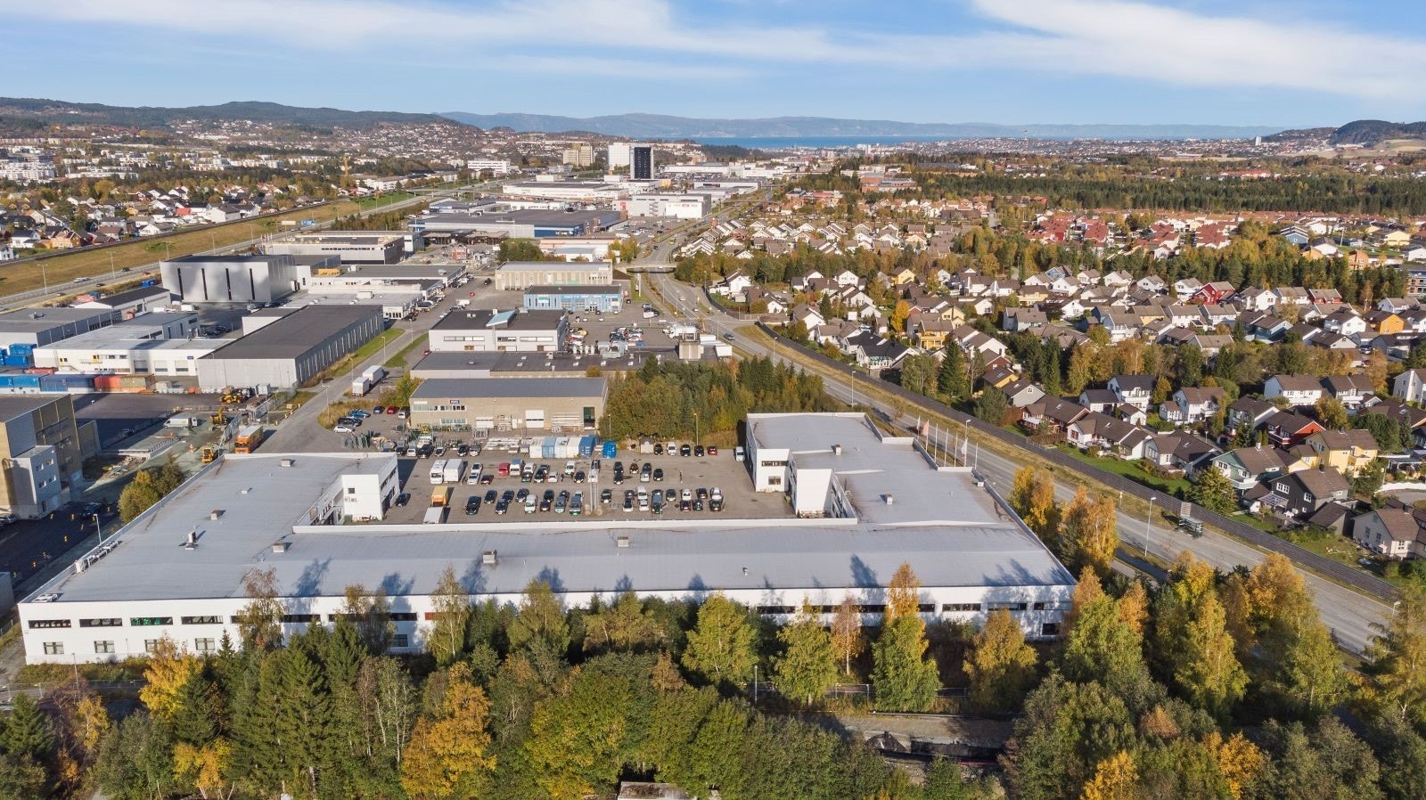 Drone mot City Syd og byen. Galleribilde