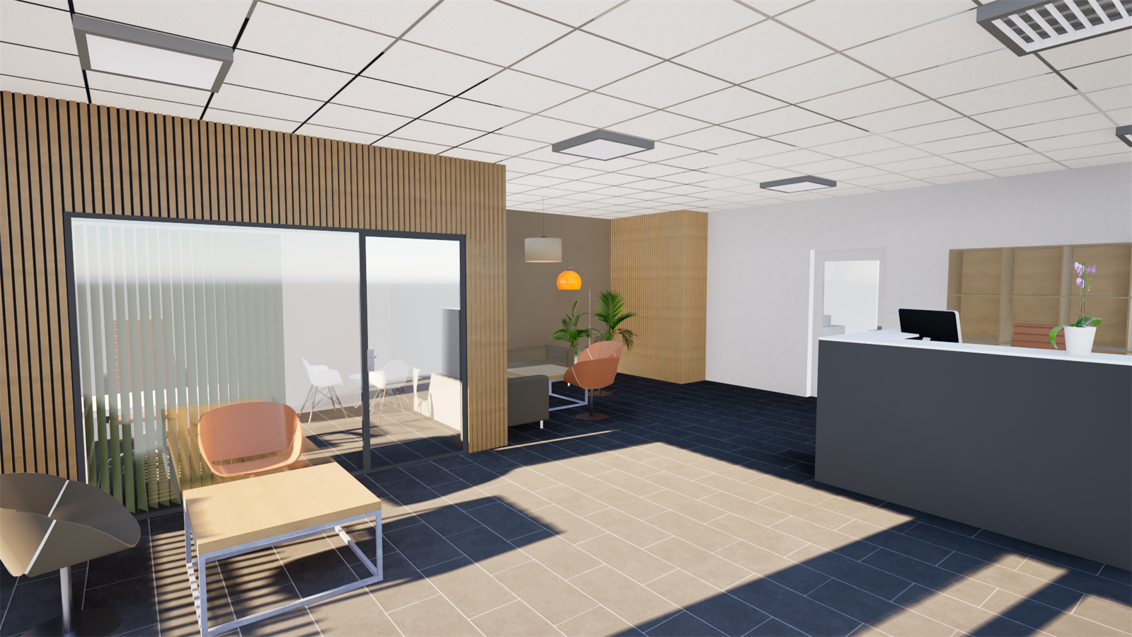 Tenkt løsning resepsjon 1.etg. Galleribilde