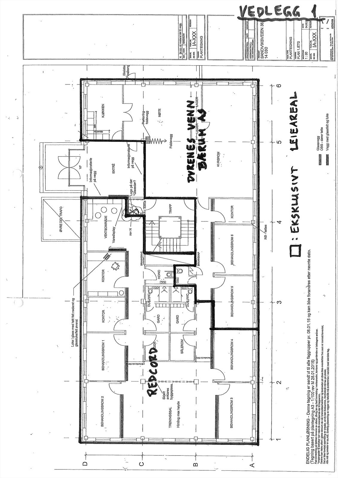 Plantegning - lokalet som det står Redcord er ledig Galleribilde