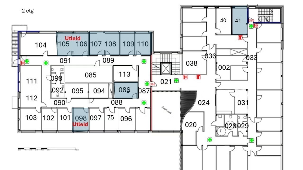 Oversikt 2 etasje.Ledige lokaler Galleribilde