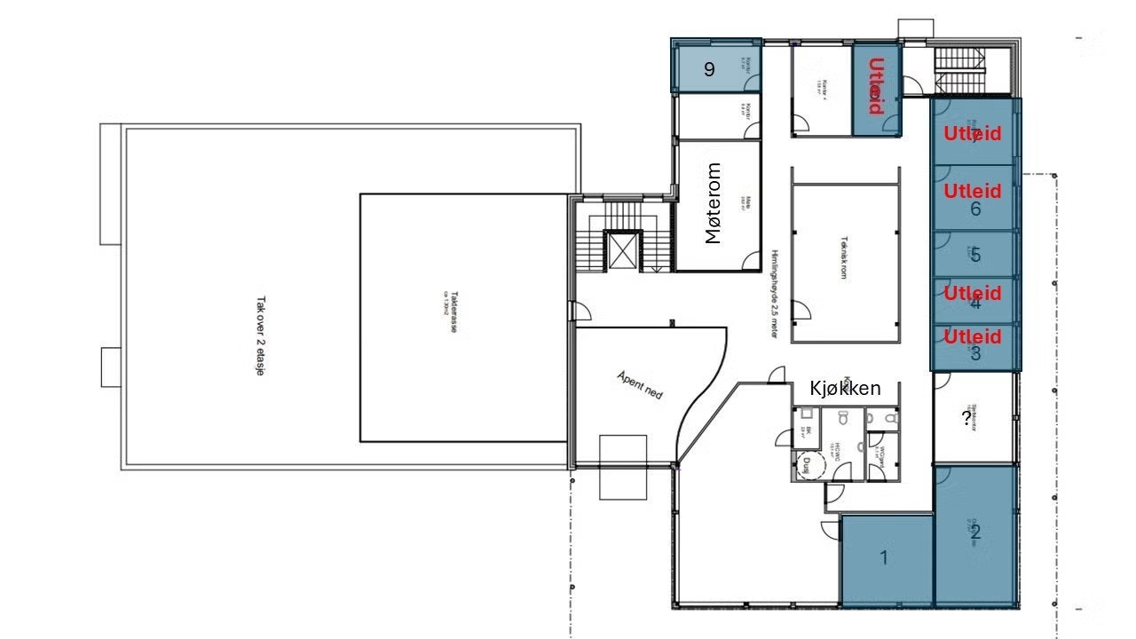 Ledige lokaler. Noen fra 01.04 og noen fra juli/ august Øverste etasje med utsikt mot Drammenselva. Lokalen kan leies samlet eller hver for seg. Galleribilde