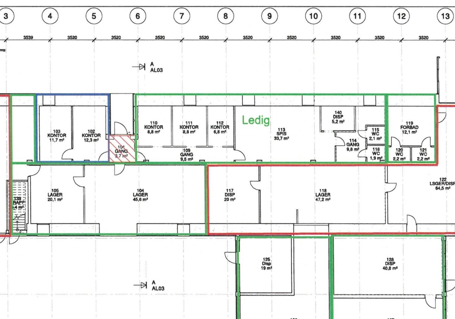 Ca. 77 kvm BTA kontor + ca. 67 kvm BTA lager kombinasjonsareal fjøs. Galleribilde