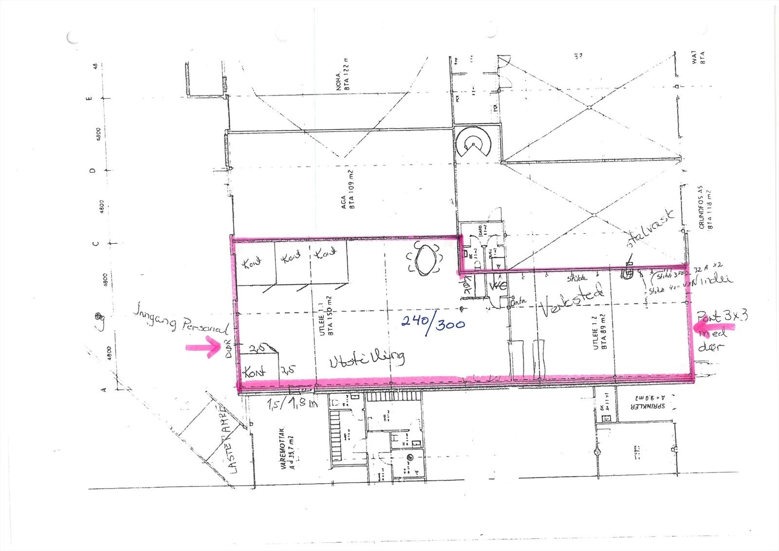 1. etg: Ca 300 kvm BTA lager Galleribilde