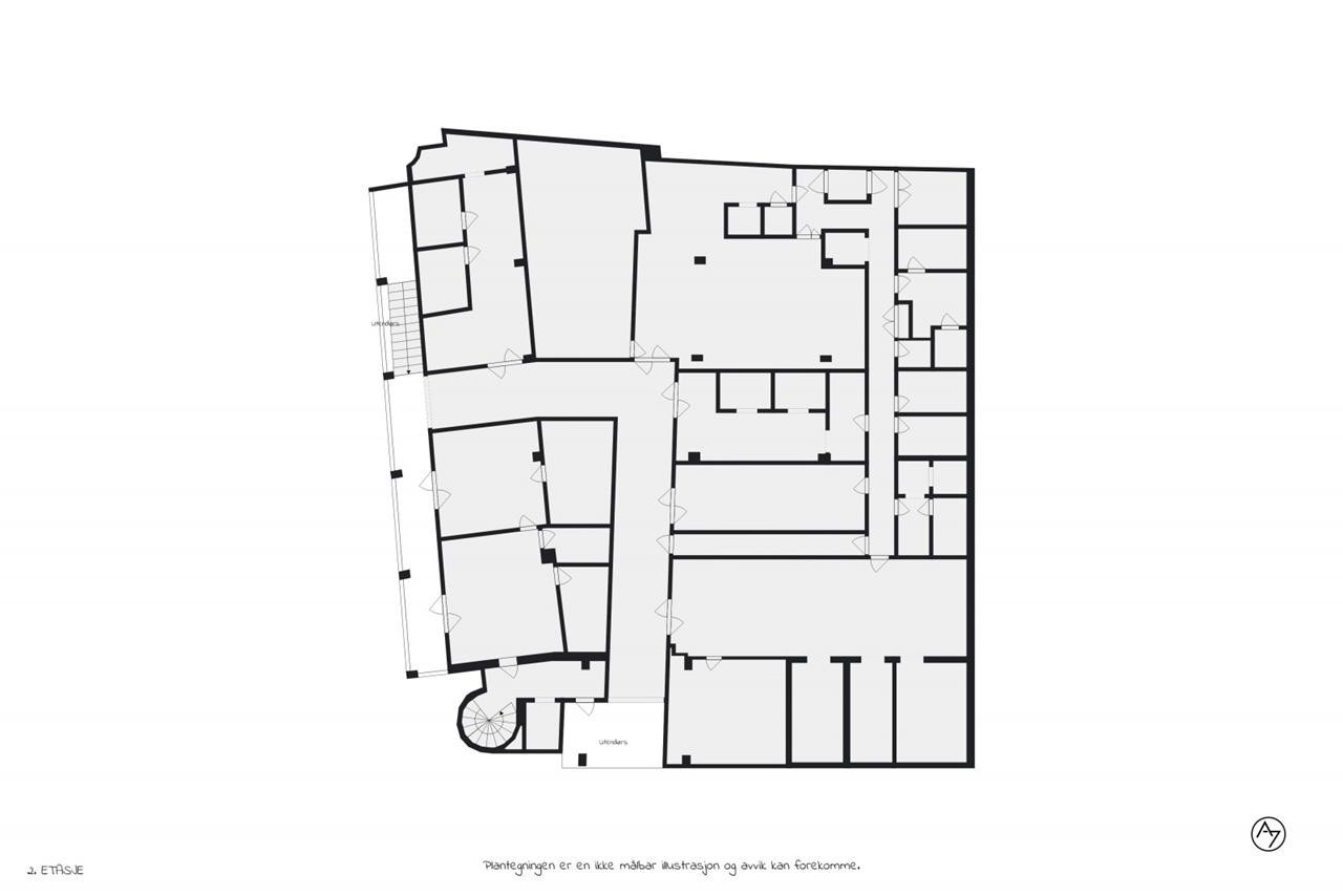 Tegning 1. etasje Galleribilde