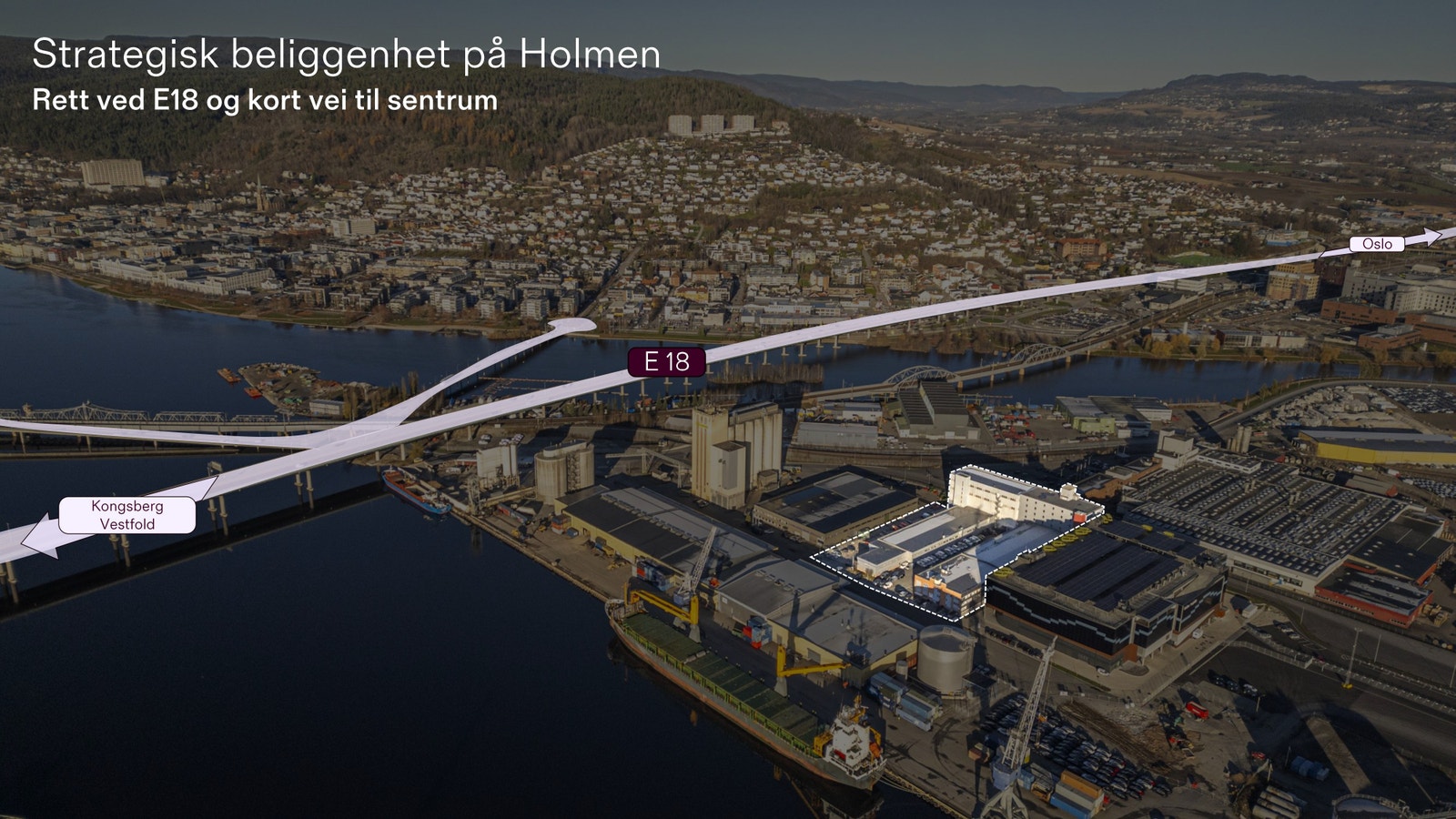 Eiendommen ligger sentralt med kort avstand til E18 og E134 Galleribilde