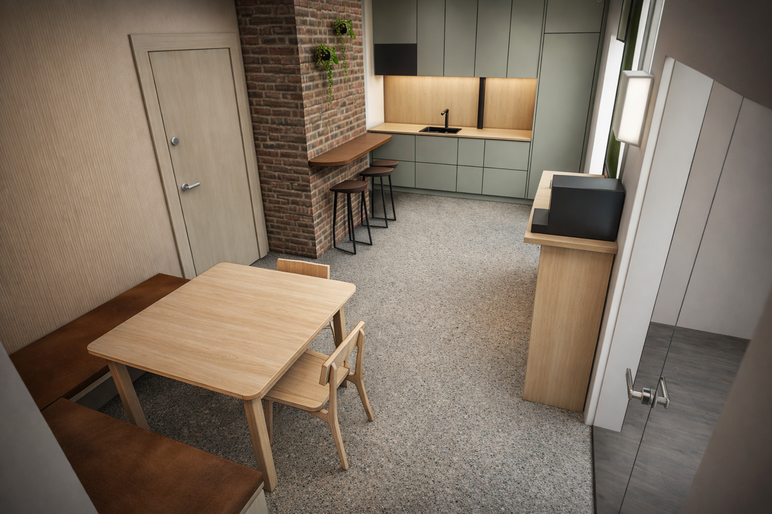 Illustrasjonsfoto av ferdig oppussede fellesområder. Galleribilde