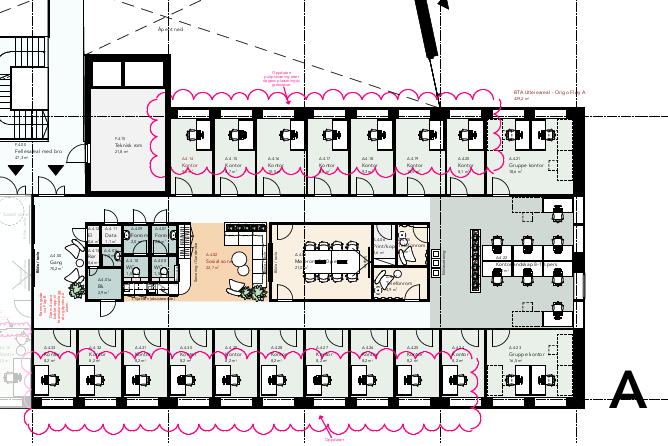 Planløsning kontorer Galleribilde