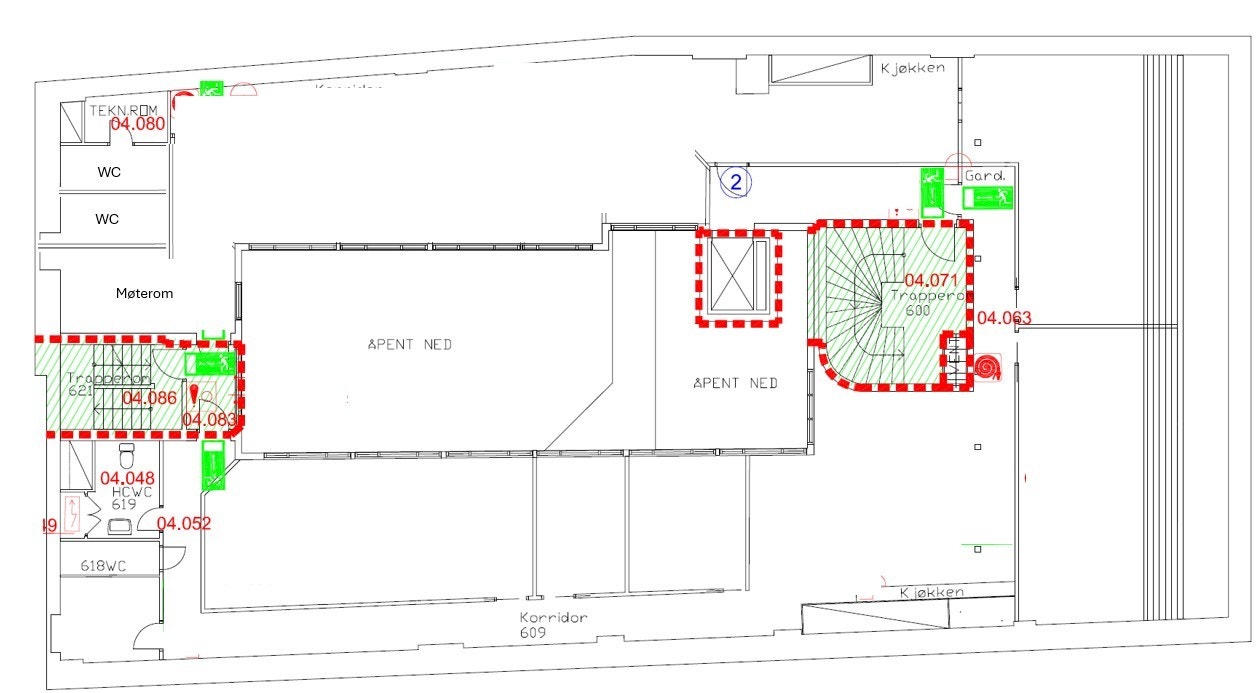 Mulig å leie hele etasjen samlet på ca 413 kvm (ca tegning). Galleribilde