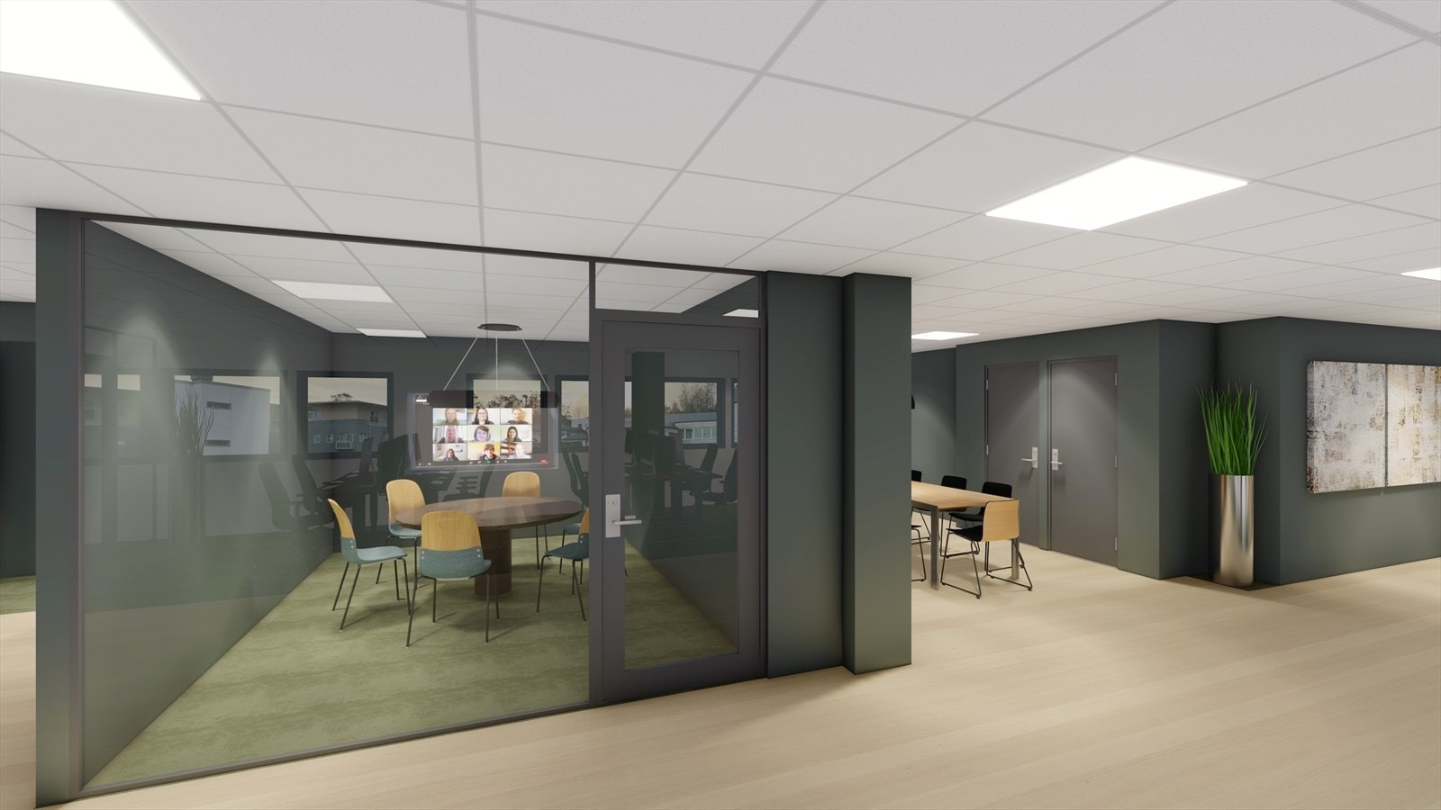 Forslag til innredning og løsninger for de ledige lokalene i 2. etg. BTA ca. 474 m² som kan leies samlet eller deles mellom to leietakere Galleribilde