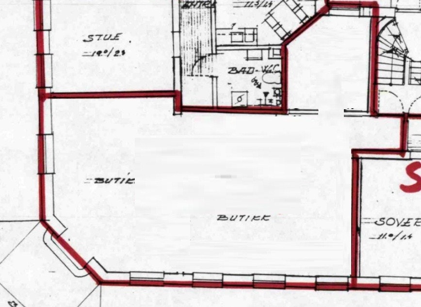 Markveien 27 -Skisse lokalets areal. Galleribilde