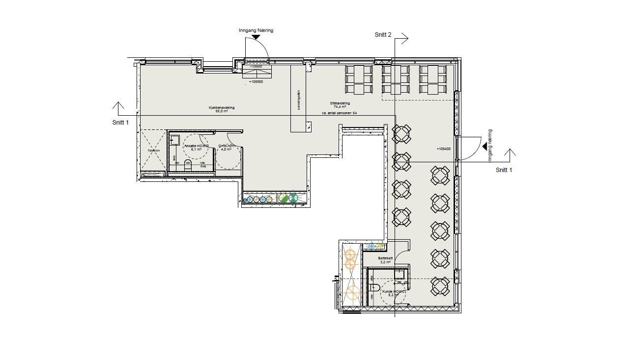 Eksempel på møbleringsplan Galleribilde