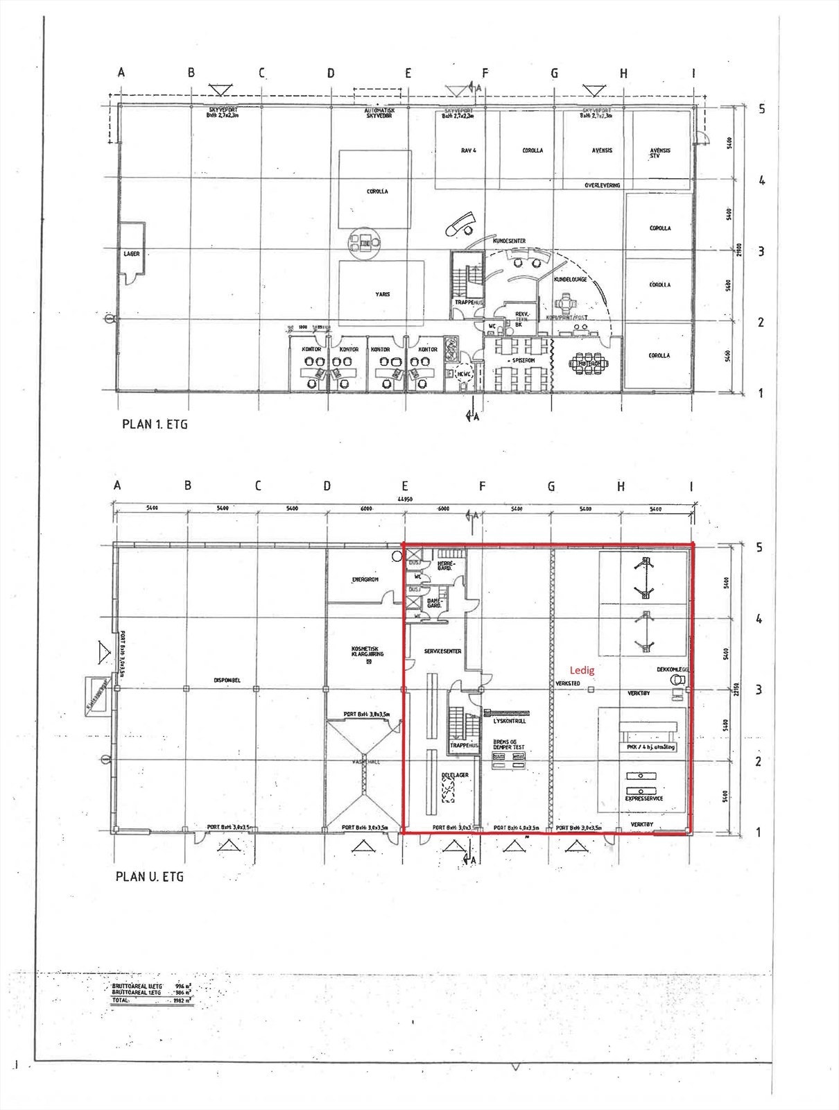 Tegning, ledig areal markert Galleribilde