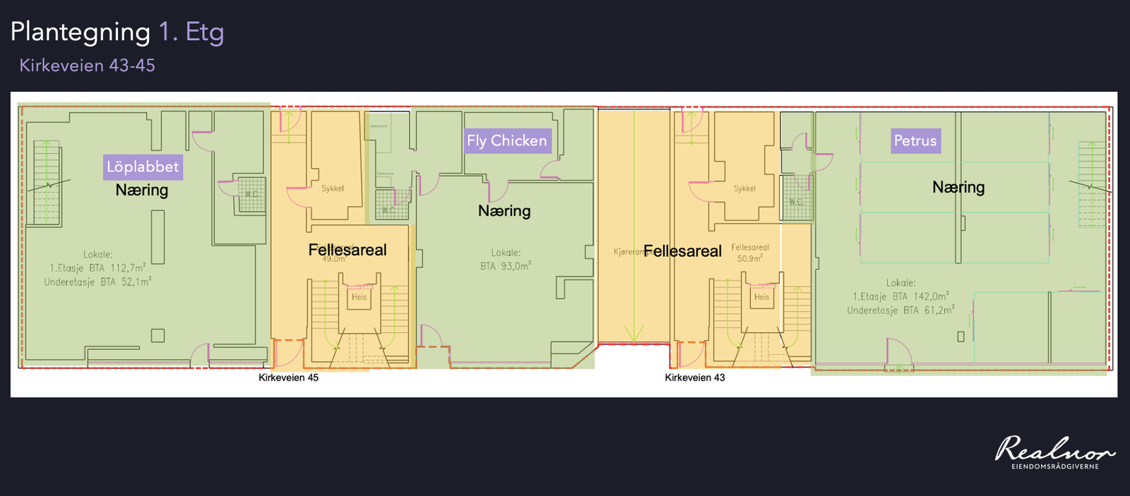 Plantegning - 1.etg, Kirkeveien 43-45 Galleribilde