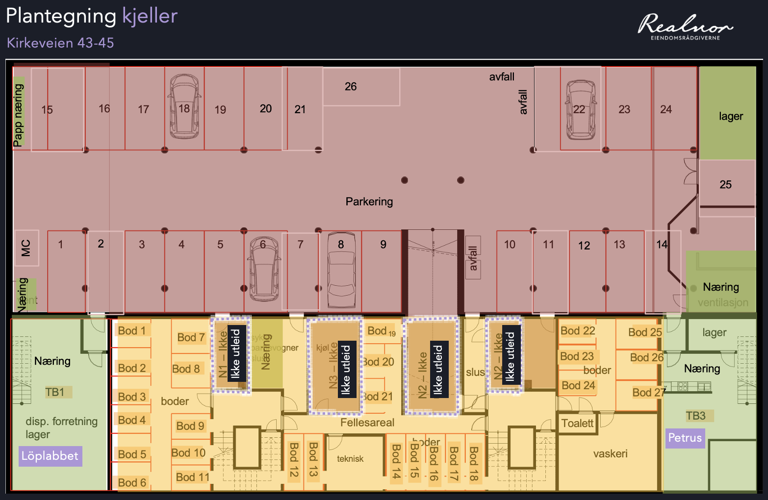 Plantegning - Kjeller, Kirkeveien 43-45 Galleribilde