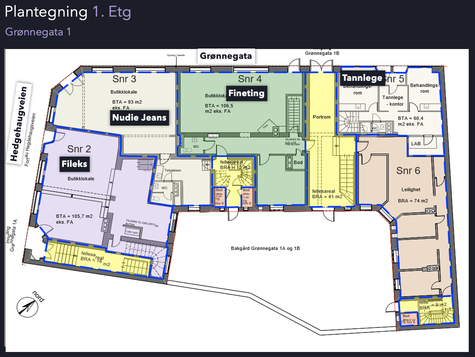 Plantegning - 1.etg Grønnegata 1 Galleribilde