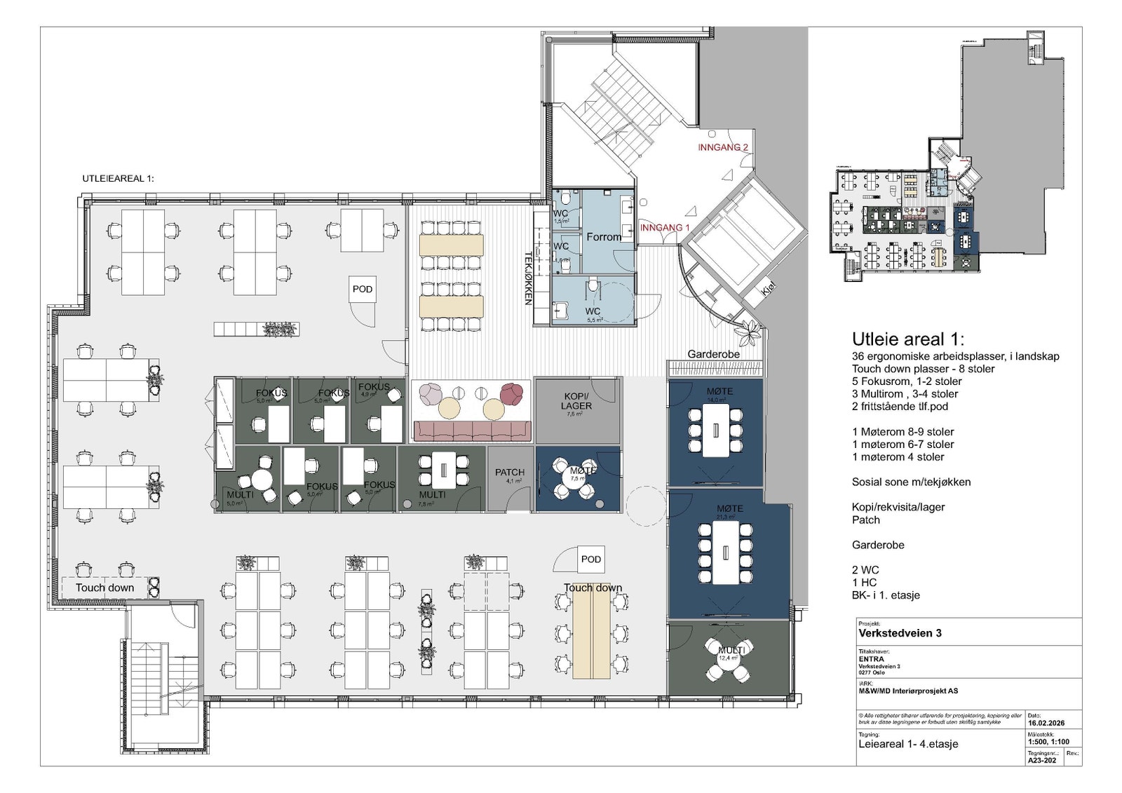 4. etasje - Møbleringsplan - ca. 655 m² Galleribilde