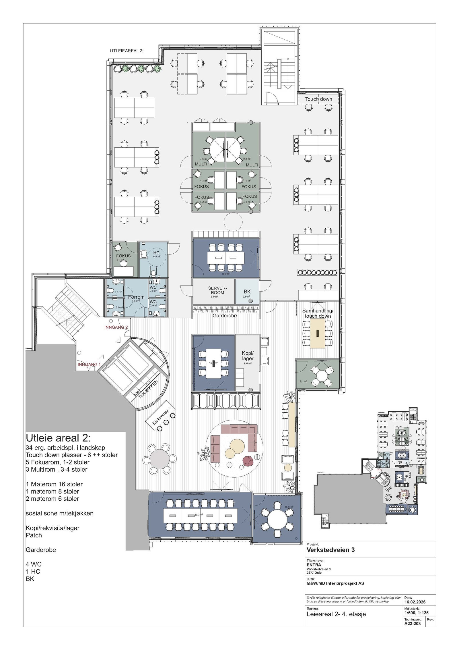 4. etasje - Møbleringsplan - ca. 881 m² Galleribilde
