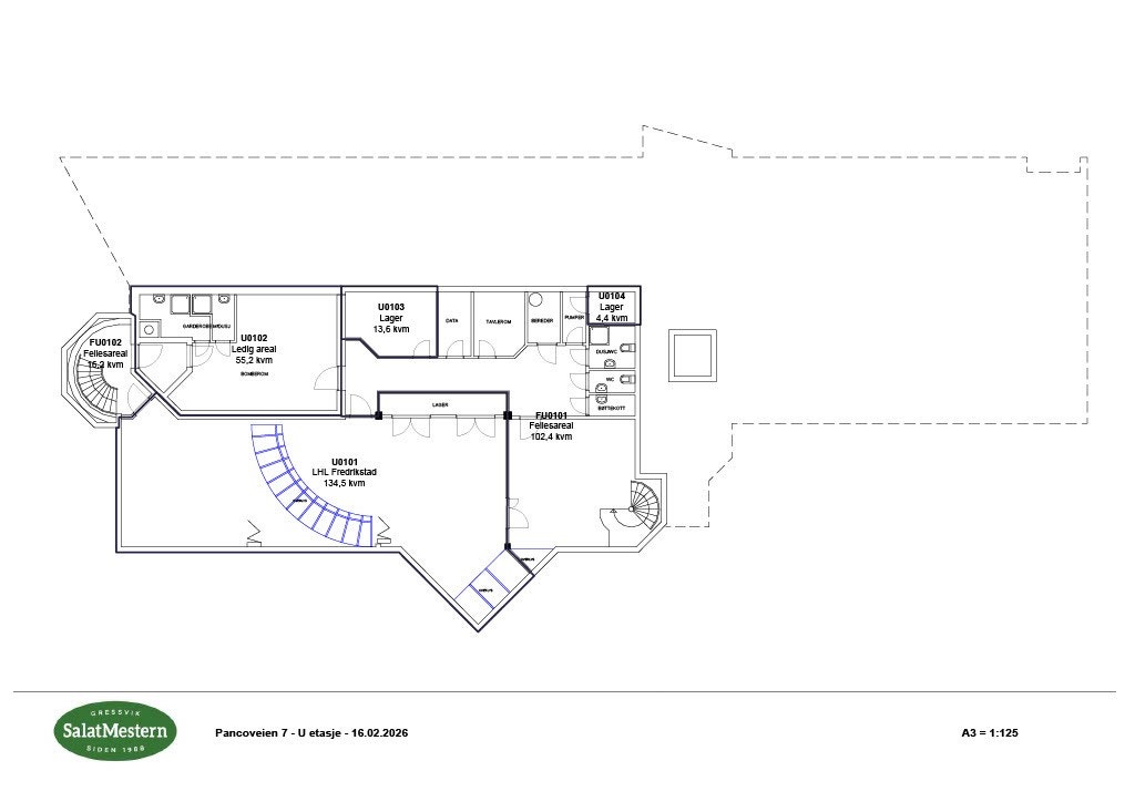U etasje, kun ledig noe lager Galleribilde
