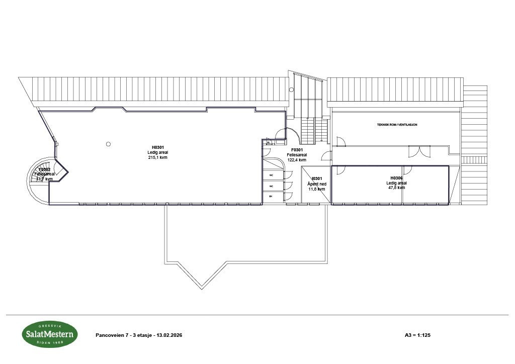 Ledig hele etasjen, 1-2 leietagere- rå loft - kult Galleribilde