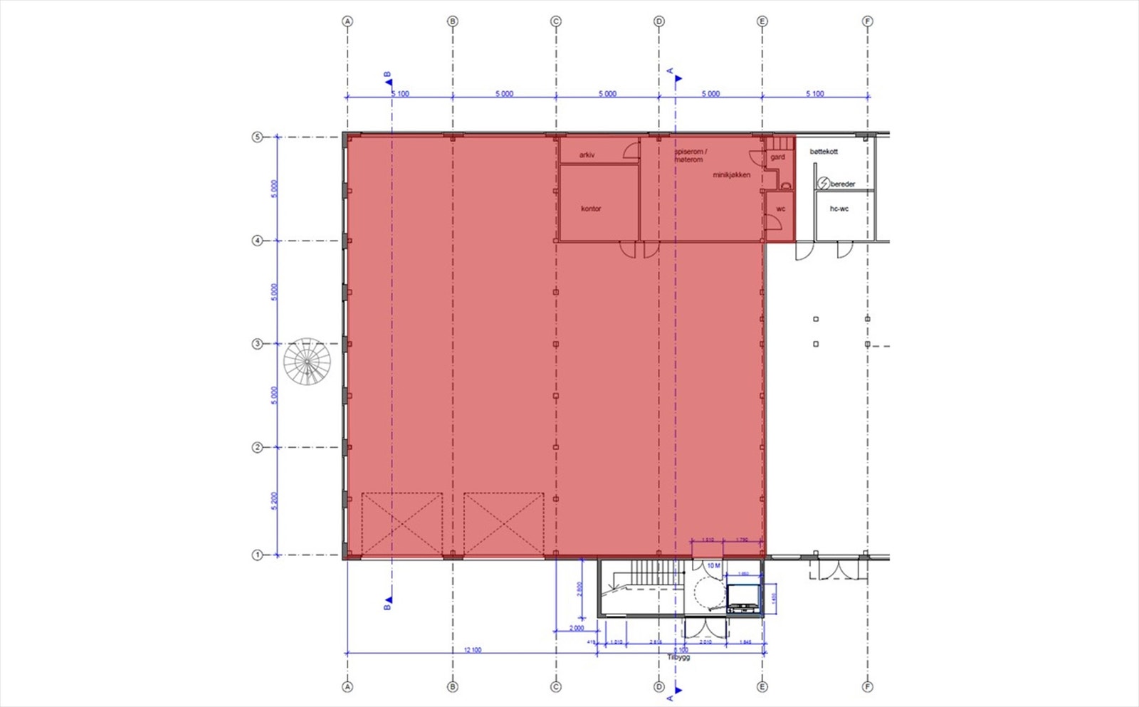 Plantegning Prost Stabels vei 8 (lager, showroom m.m.) Galleribilde