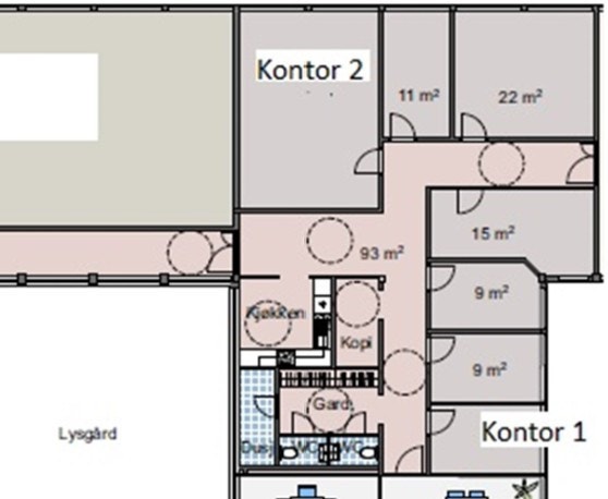 4.etg - Enkelt kontorer, BTA ca. 10-50 kvm. med tilgang kjøkken, garderober, mm. Galleribilde