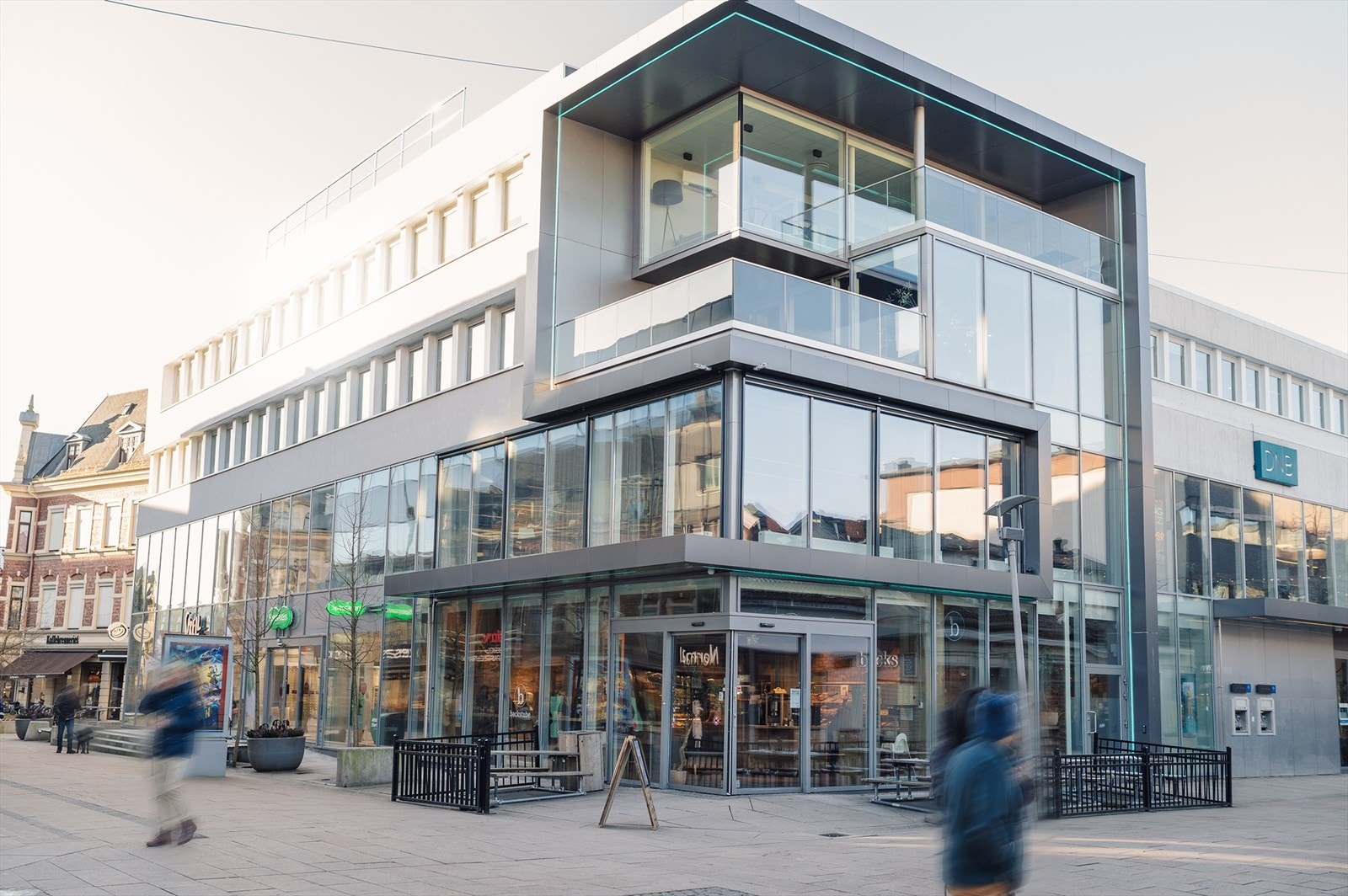 Eiendommen ligger på det mest trafikkerte hjørnet i gågata Galleribilde