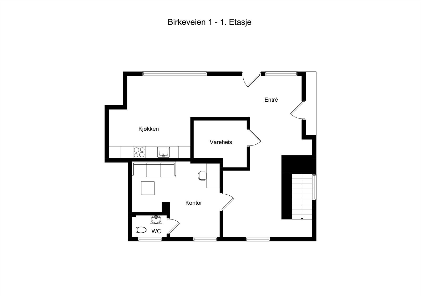 Plantegning 1. etasje Galleribilde