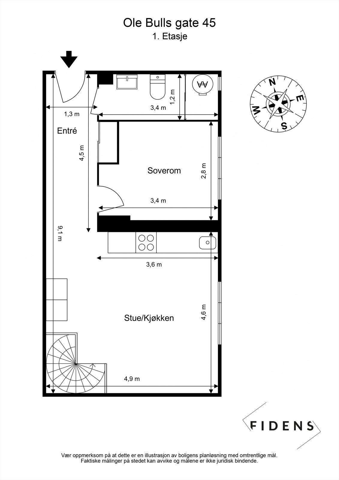 Plantegning 1. etasje Galleribilde