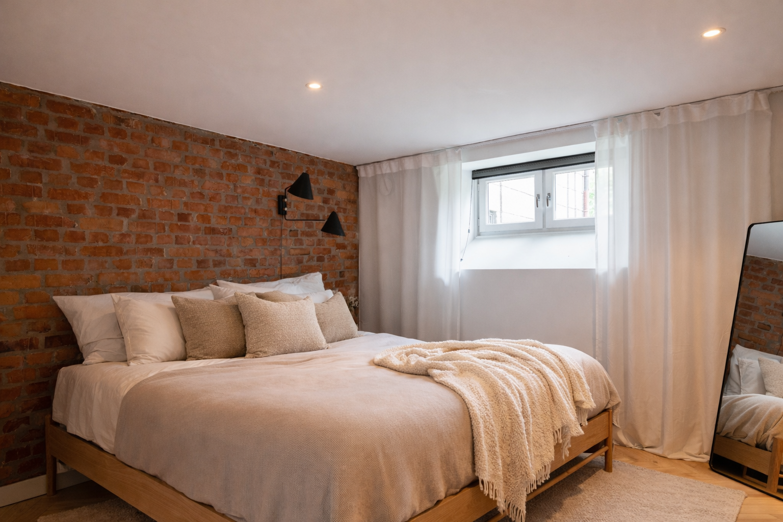 Rommet blir i dag benyttet som hovedsoverommet og er innredet med seng og tilhørende møbler Galleribilde