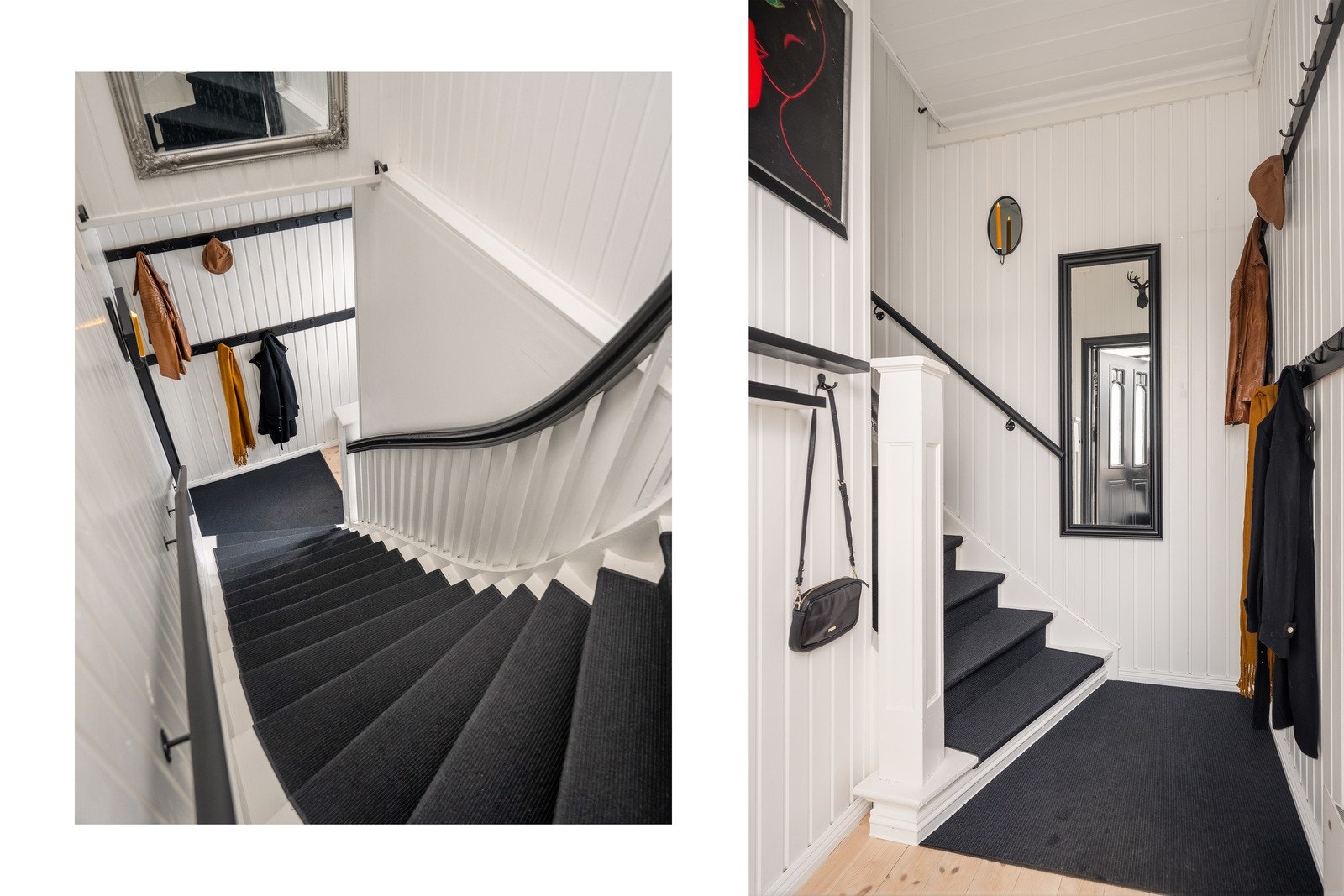 Tretrappen mellom etasjene fikk nytt teppe i 2024. Galleribilde